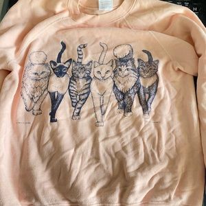 Vintage rare HEP cats coming and going sweatshirt 1986 light pink cat butt